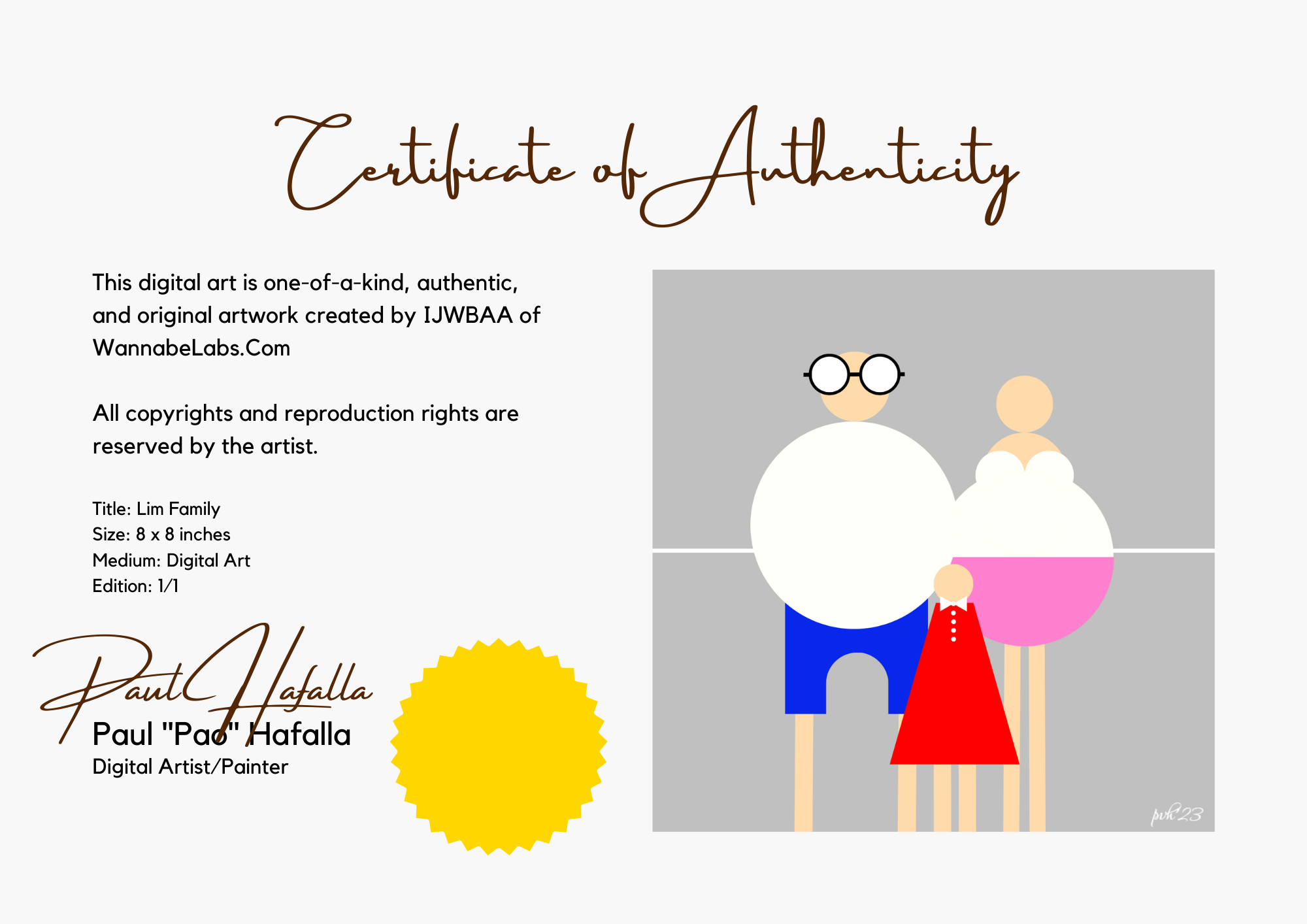 digital artist certificate of authenticity
