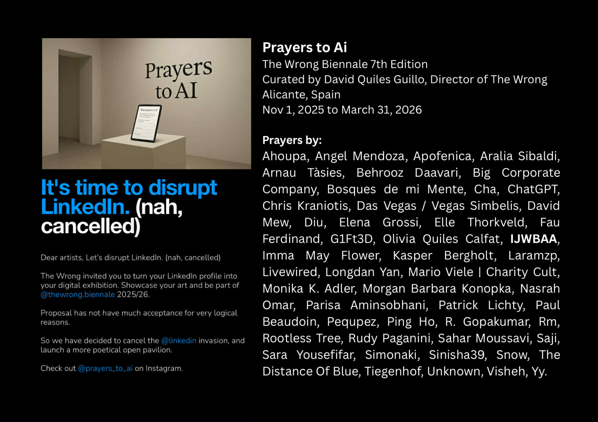 Prayers to Ai - The Wrong Biennale 7th Editioin (2025/2026)